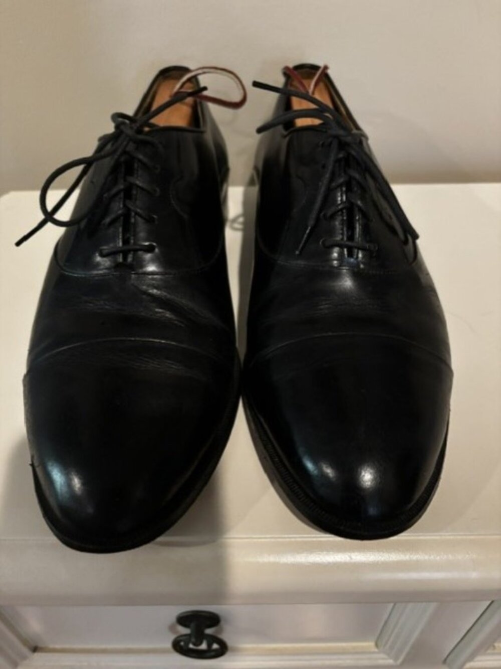 Paragon Handcrafted black Leather Oxford Cap Toe Dress Shoes Men`s Sz 10